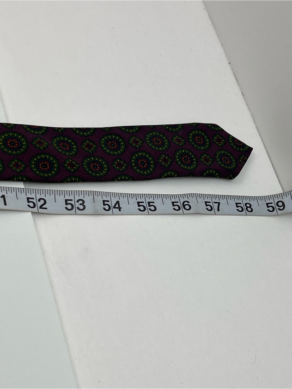 Brooks Brothers Makers Men's Purple Green Geometric Medallion Neck Tie Preppy - Picture 6 of 6